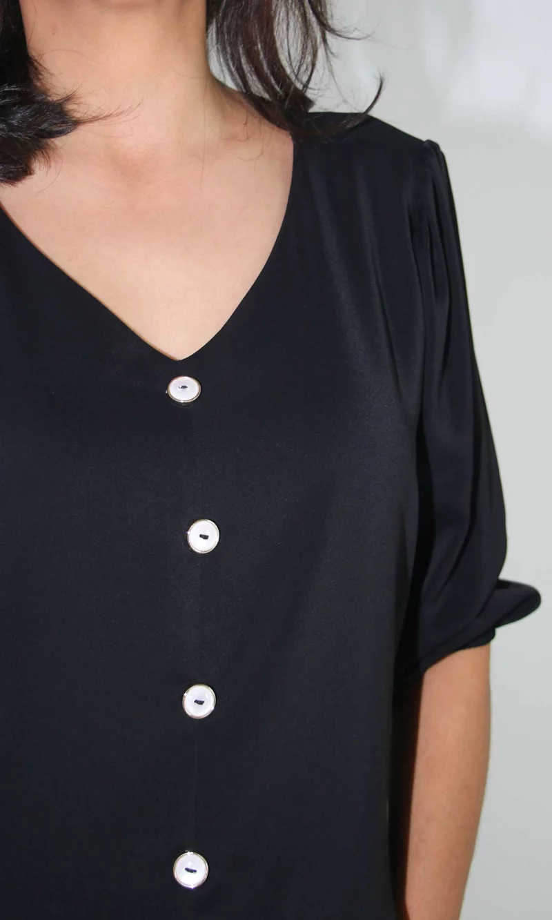 Blusa mujer manga 3/4 unicolor - Imagen 5