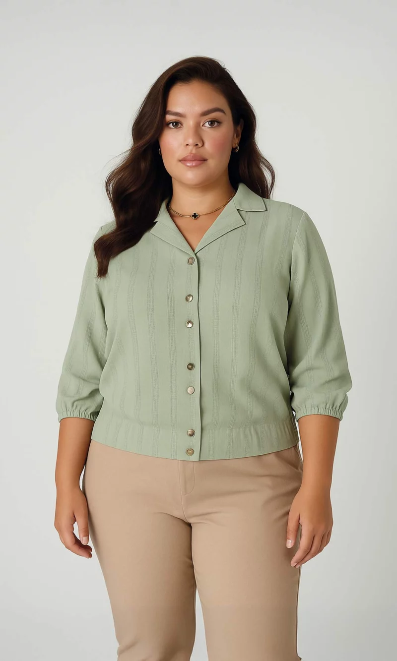 Blusa mujer manga 3/4 unicolor - Imagen 9