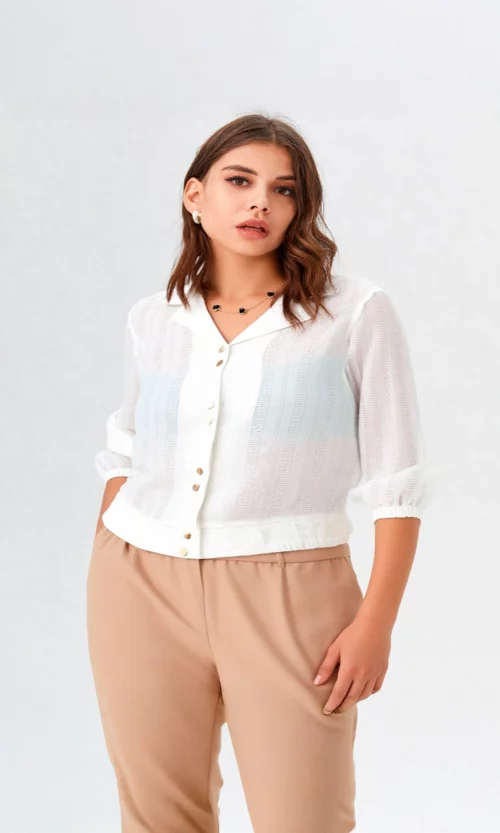 Blusa mujer manga 3/4 unicolor