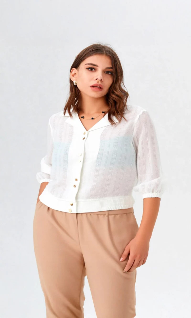 Blusa mujer manga 3/4 unicolor