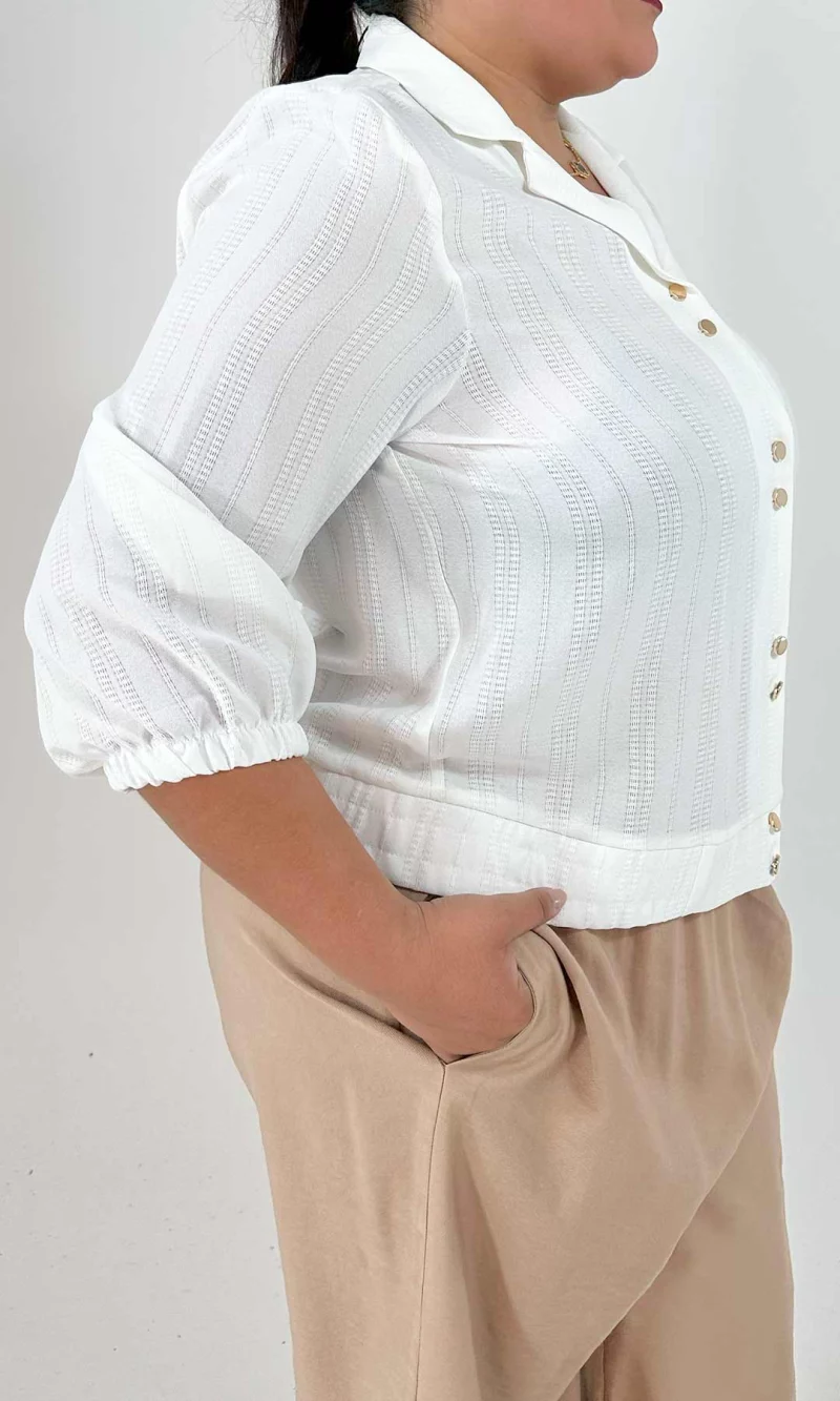 Blusa mujer manga 3/4 unicolor - Imagen 2