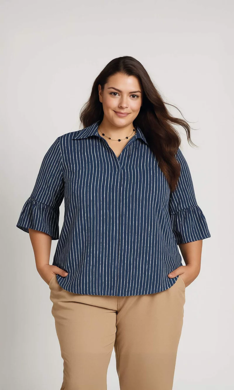 Blusa mujer manga 3/4 rayas - Imagen 5