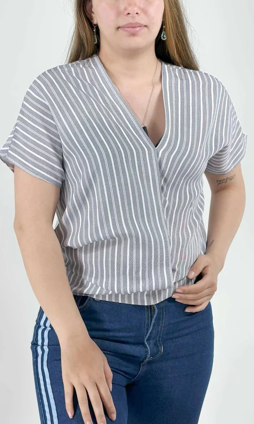 Blusa mujer manga corta rayas