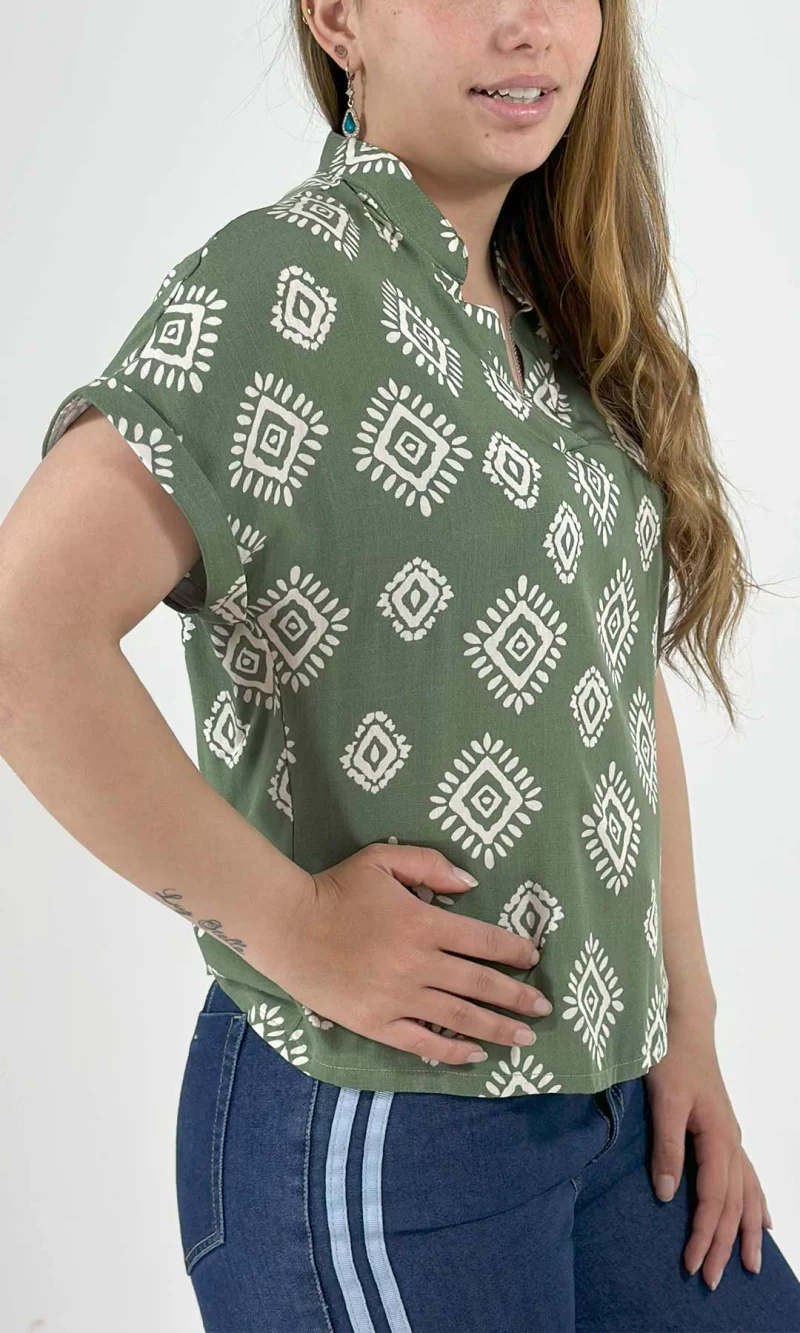 Blusa mujer manga corta estampada - Imagen 7