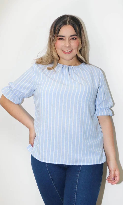 Blusa mujer manga corta rayas