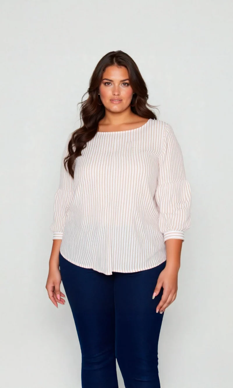 Blusa mujer manga 3/4 rayas - Imagen 2