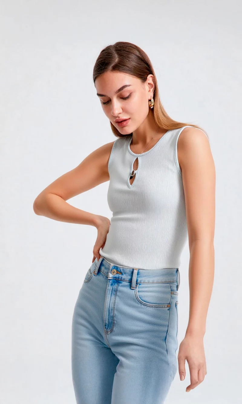 Camiseta mujer manga sisa unicolor - Imagen 6