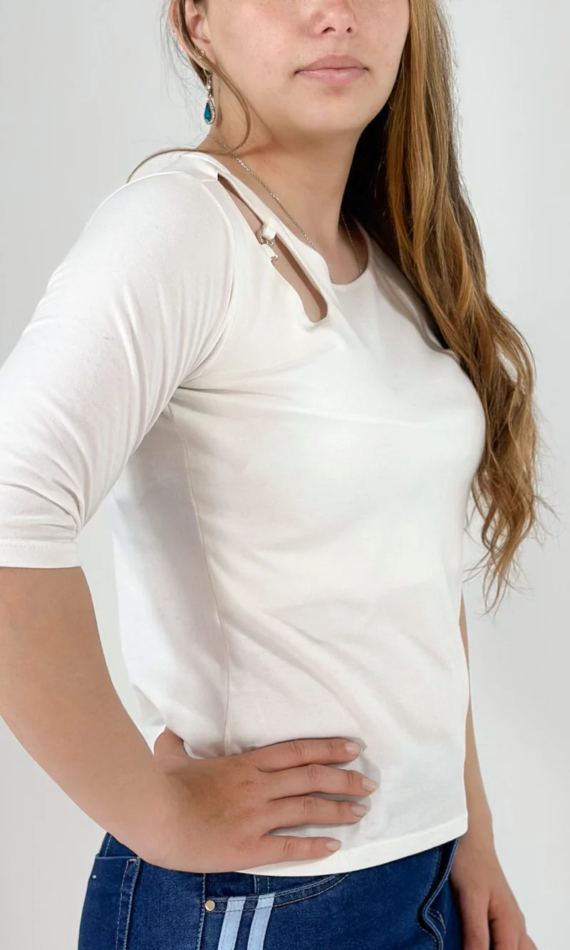 Camiseta mujer manga 3/4 unicolor - Imagen 6