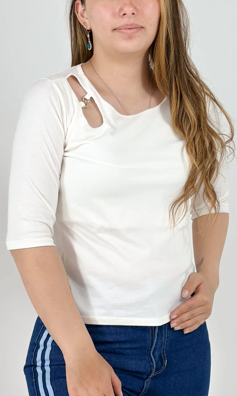 Camiseta mujer manga 3/4 unicolor - Imagen 5