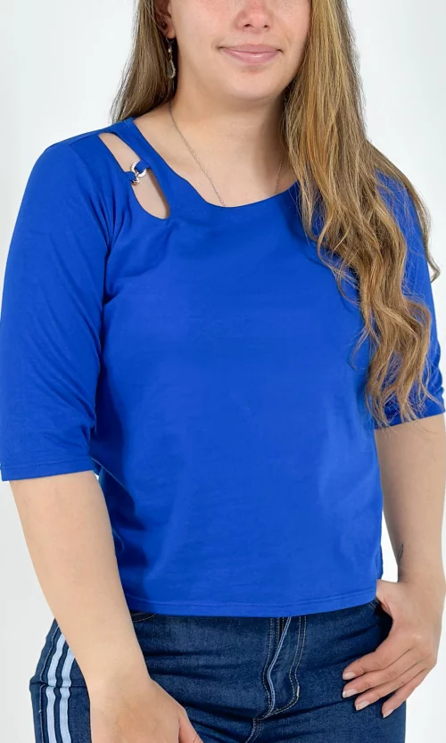 Camiseta mujer manga 3/4 unicolor
