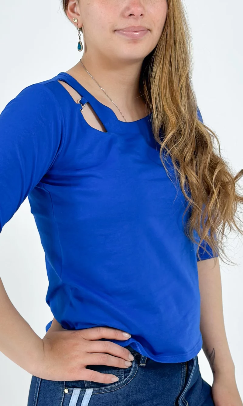 Camiseta mujer manga 3/4 unicolor - Imagen 2