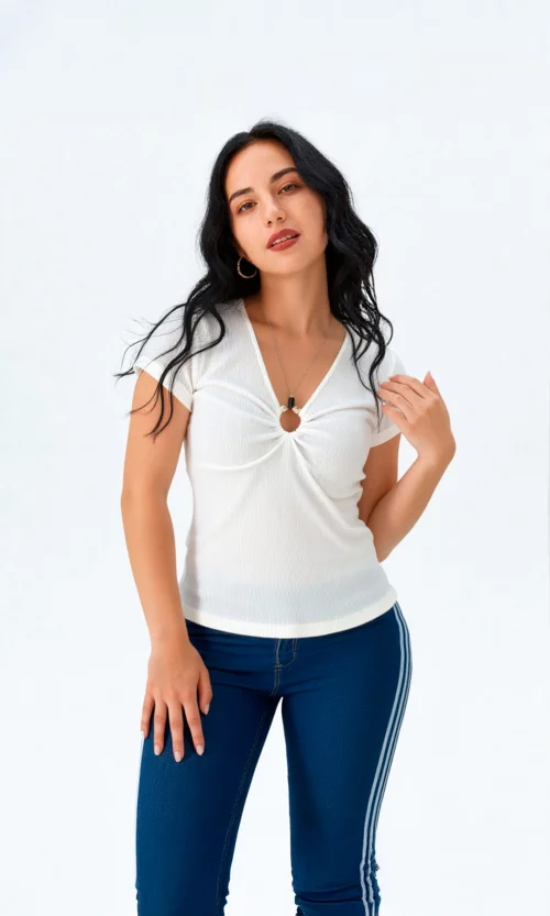 Camiseta mujer manga corta unicolor