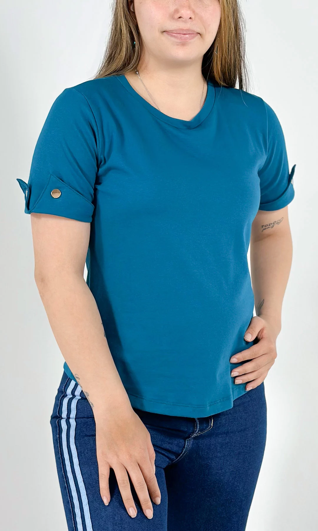 Camiseta mujer manga corta unicolor - Imagen 5