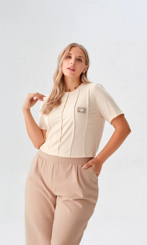 Camiseta mujer manga corta unicolor