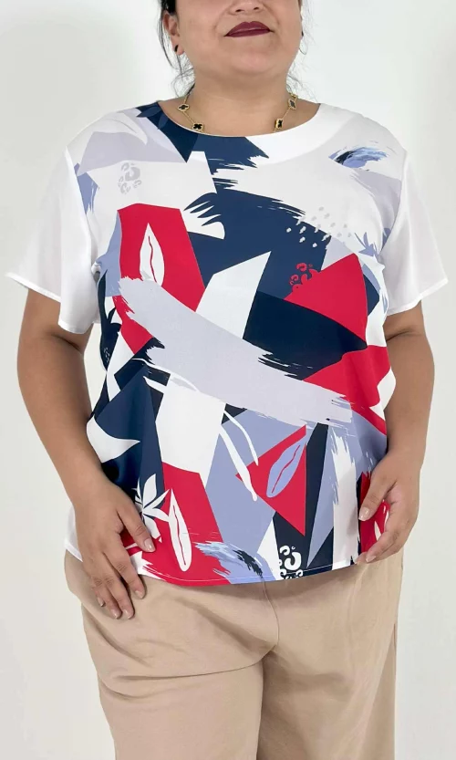 Blusa mujer manga corta estampada