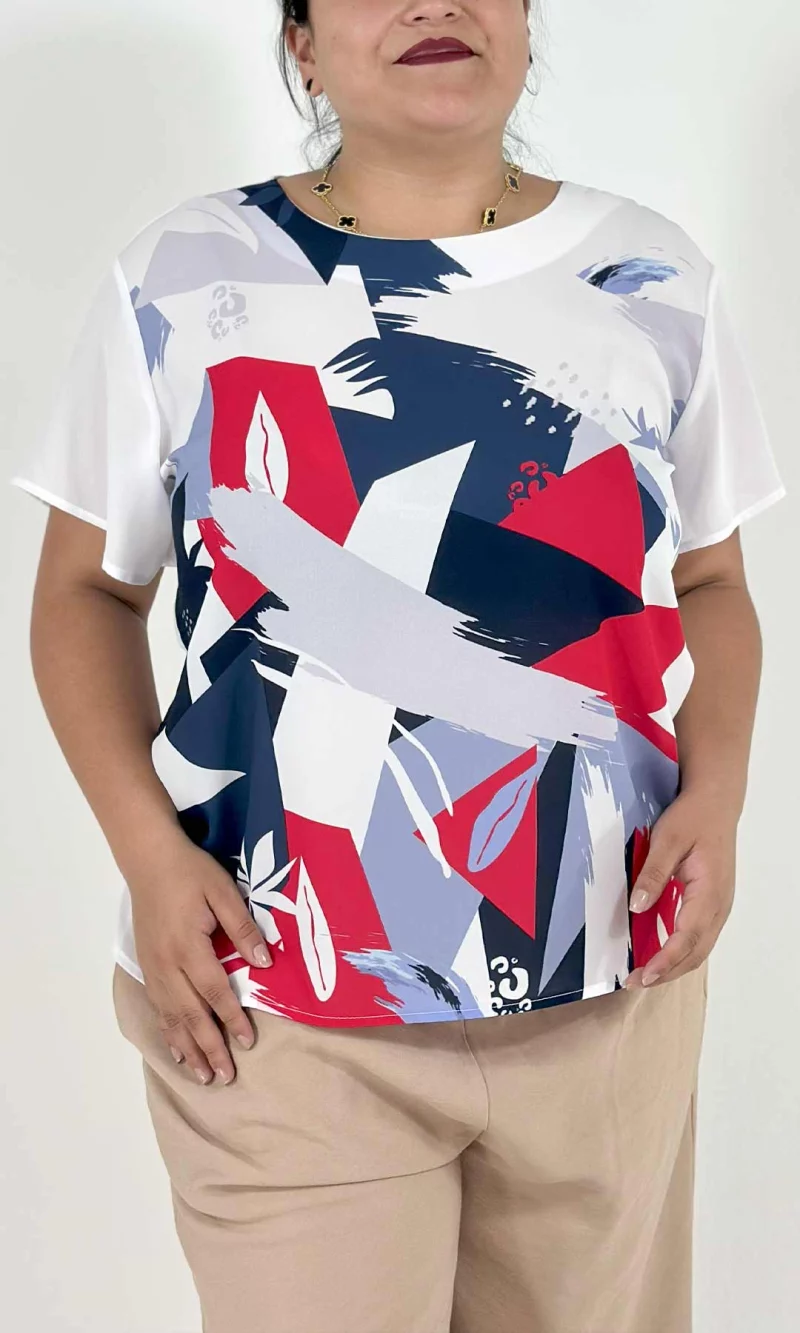 Blusa mujer manga corta estampada