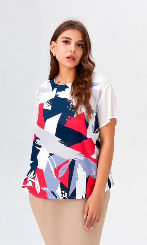 Blusa mujer manga corta estampada
