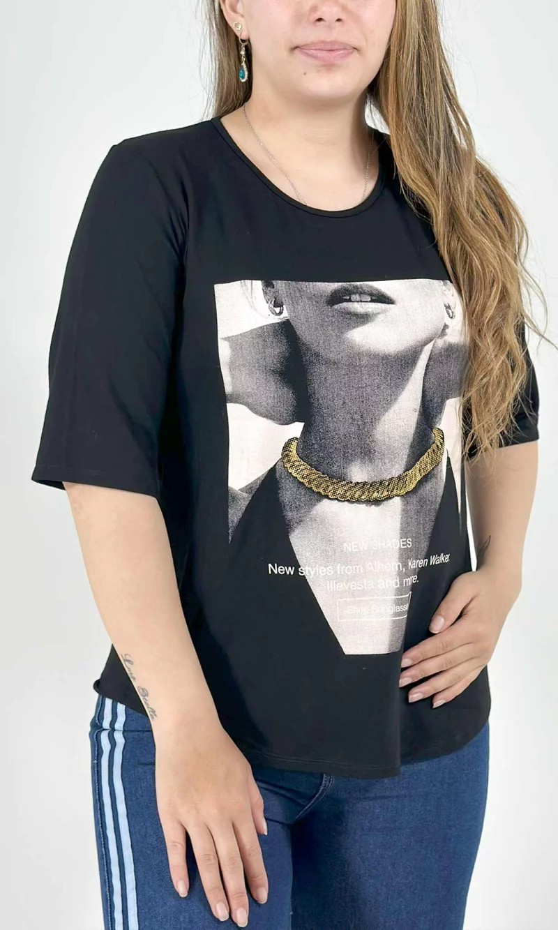 Camiseta mujer manga 3/4 estampada - Imagen 5