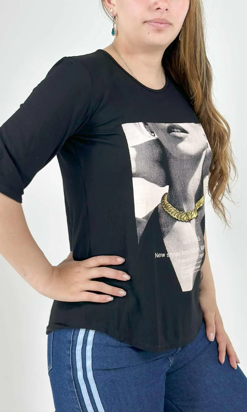 Camiseta mujer manga 3/4 estampada - Imagen 4