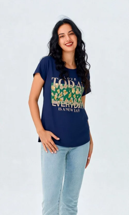 Camiseta mujer manga corta estampada