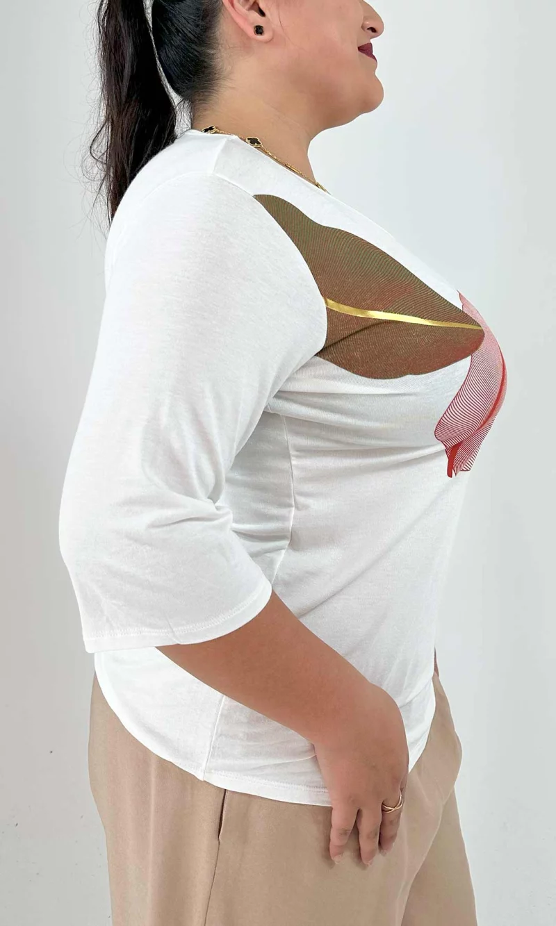 Camiseta mujer manga 3/4 estampada - Imagen 2