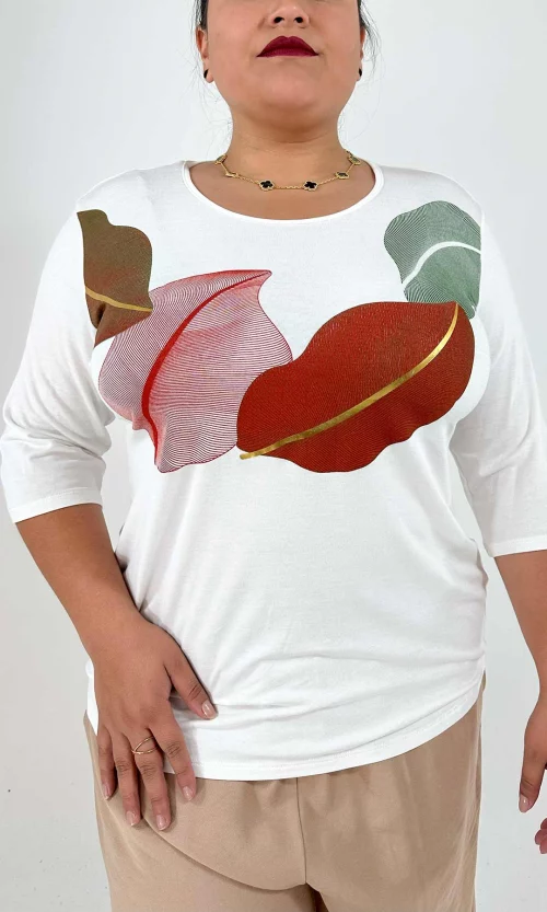 Camiseta mujer manga 3/4 estampada