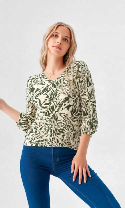 Blusa mujer manga 3/4 estampada