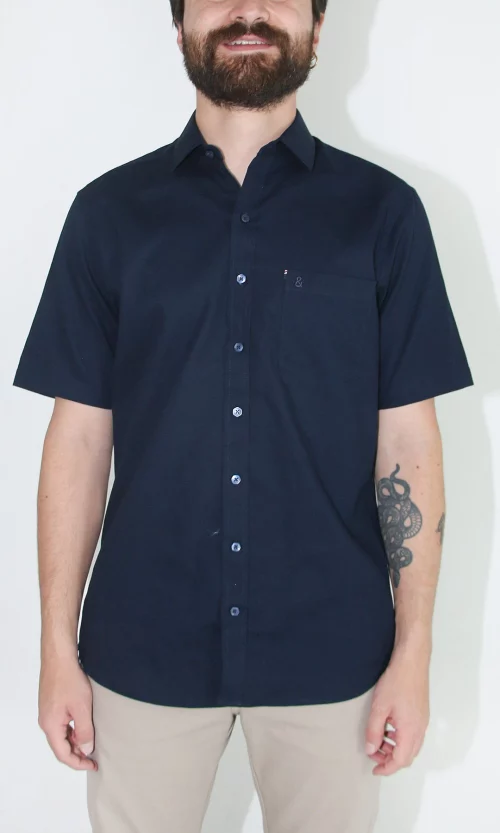 Camisa hombre manga corta unicolor
