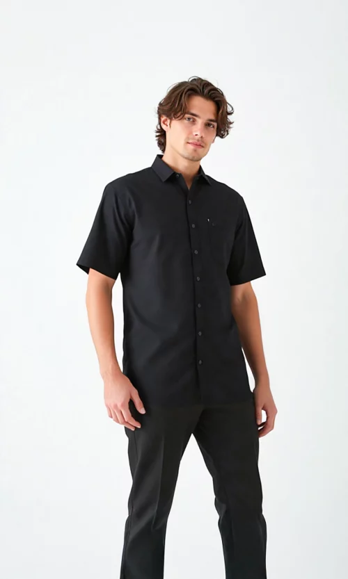 Camisa hombre manga corta unicolor