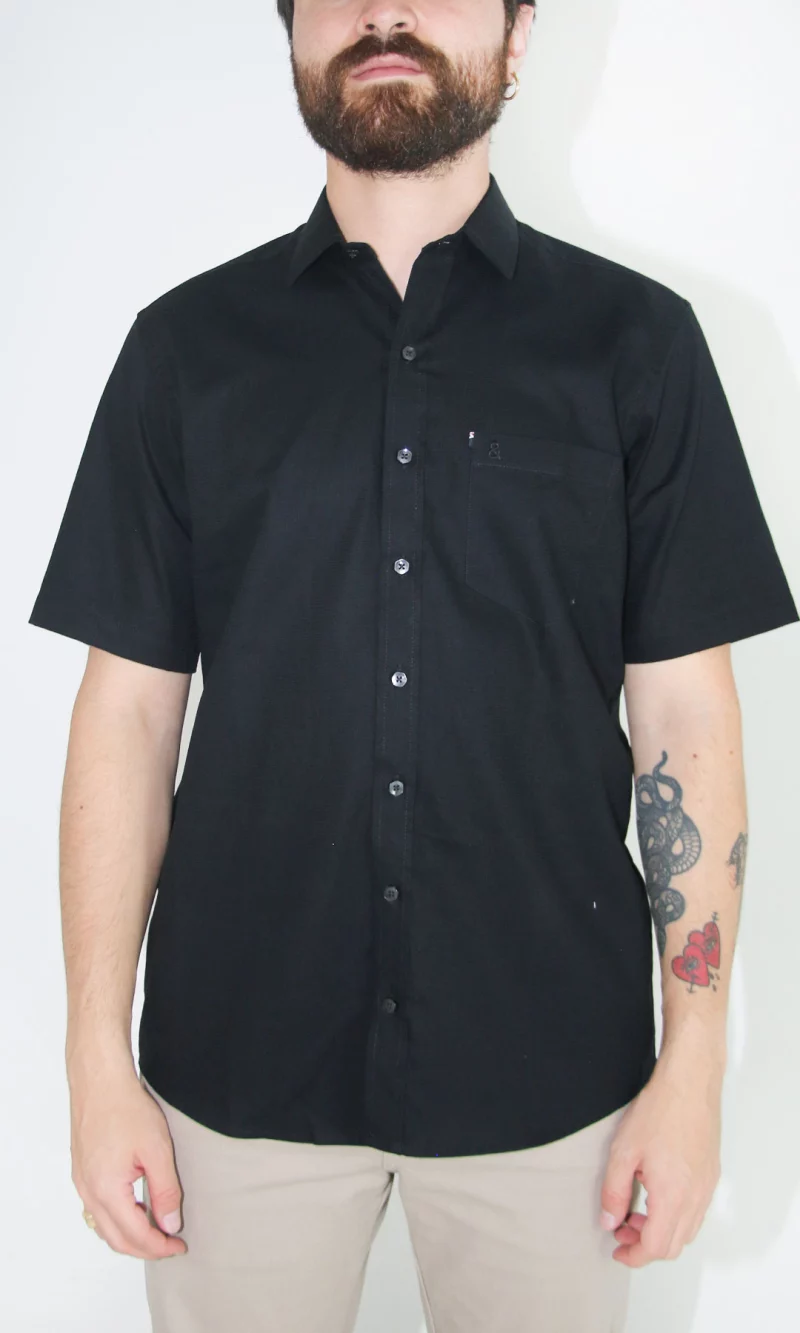 Camisa hombre manga corta unicolor - Imagen 7