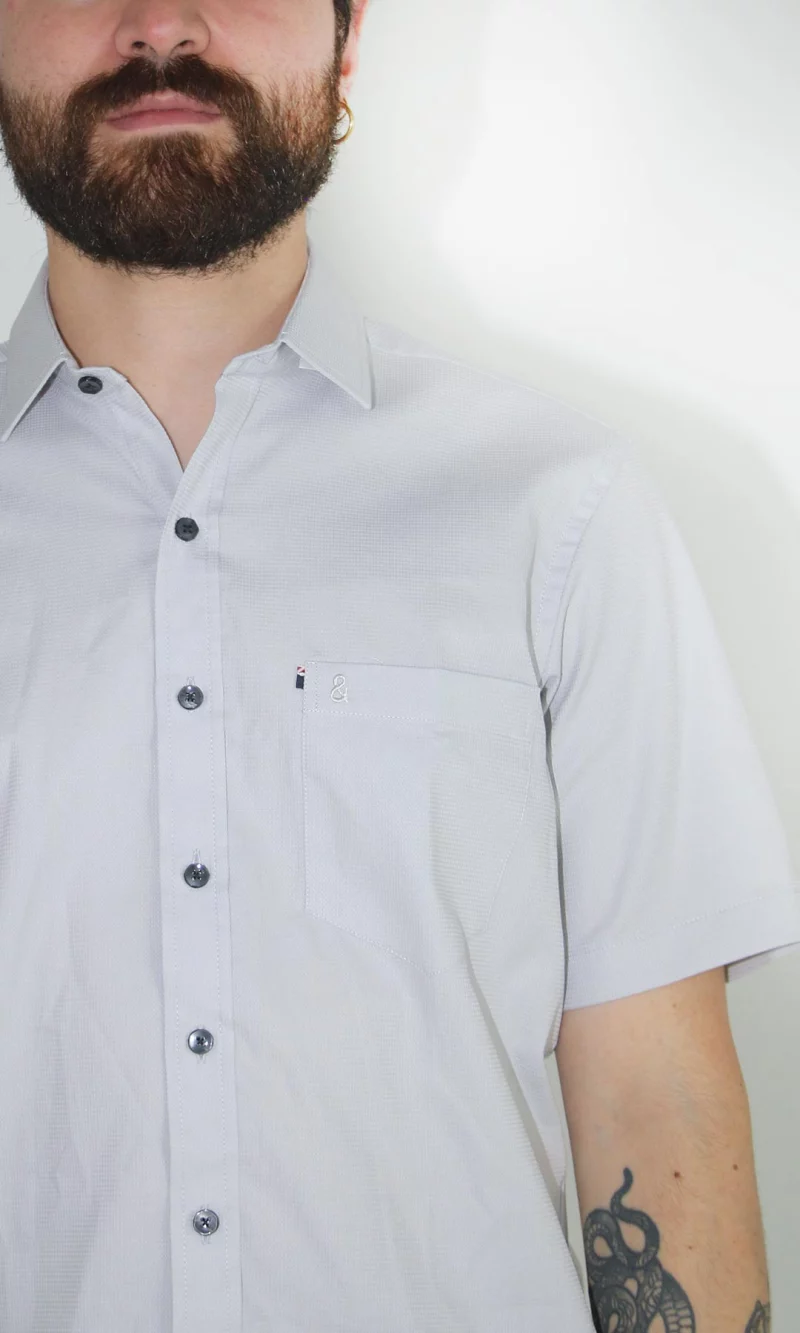 Camisa hombre manga corta unicolor - Imagen 5