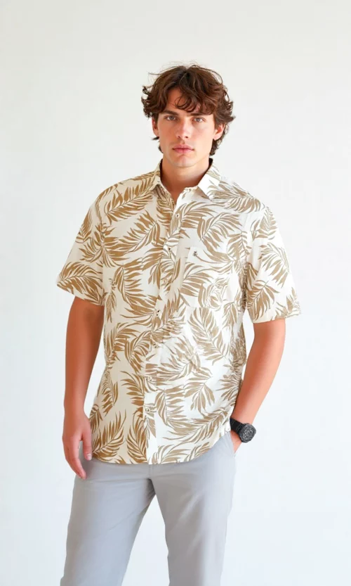 Camisa hombre manga corta estampada