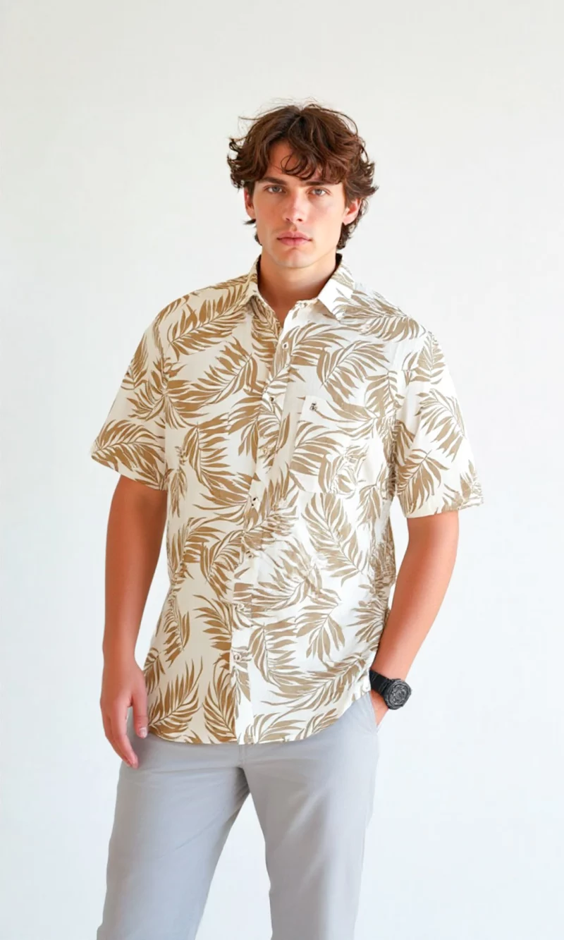 Camisa hombre manga corta estampada