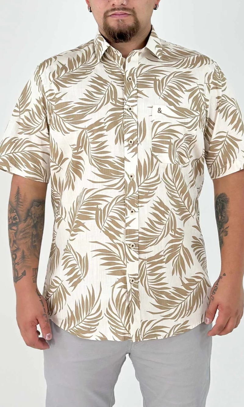Camisa hombre manga corta estampada
