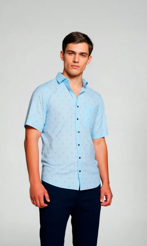 Camisa hombre manga corta estampada
