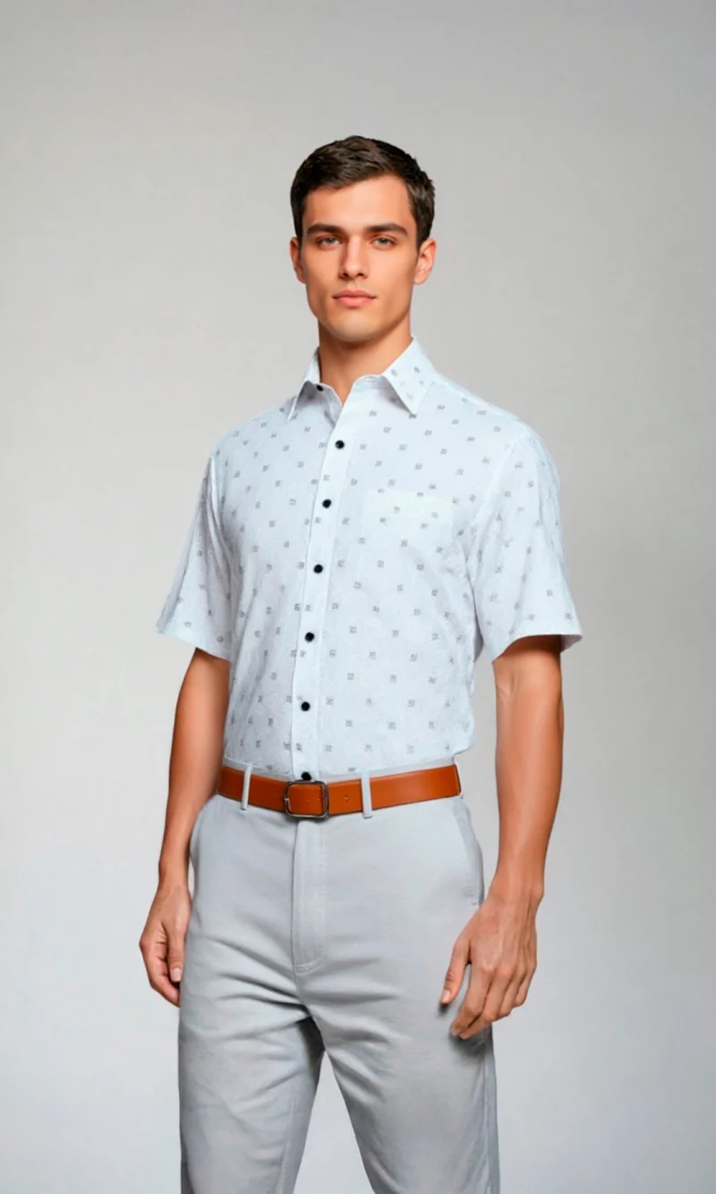 Camisa hombre manga corta estampada - Imagen 2