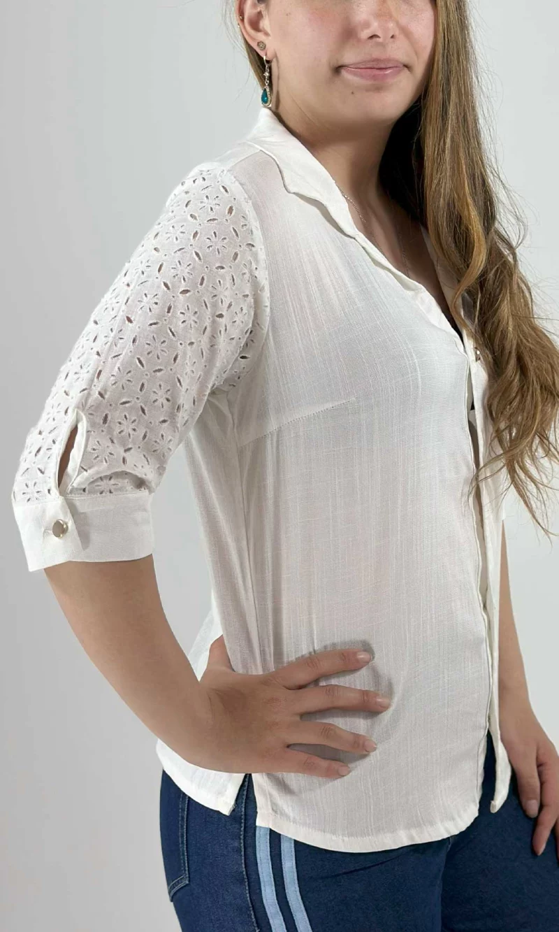 Blusa mujer manga 3/4 unicolor - Imagen 2