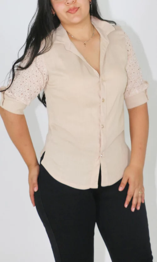 Blusa mujer manga 3/4 unicolor
