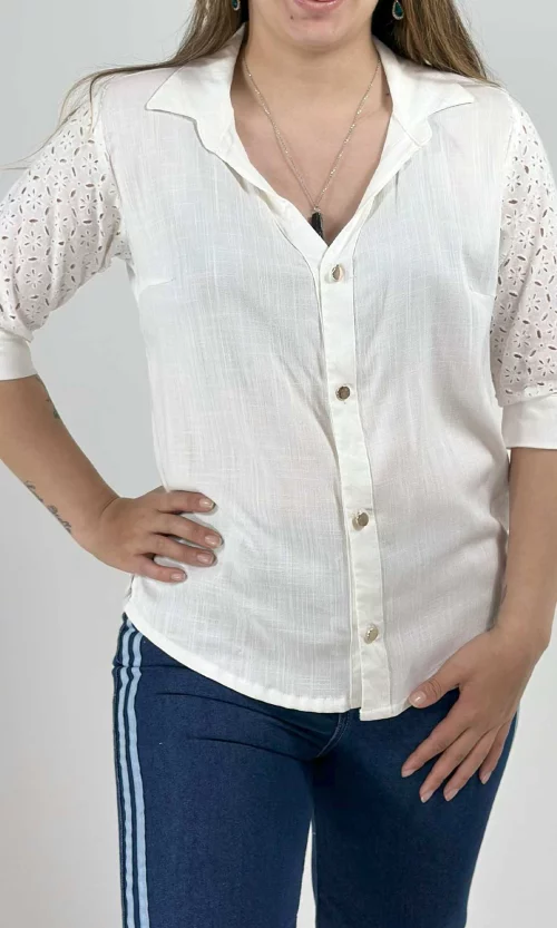 Blusa mujer manga 3/4 unicolor