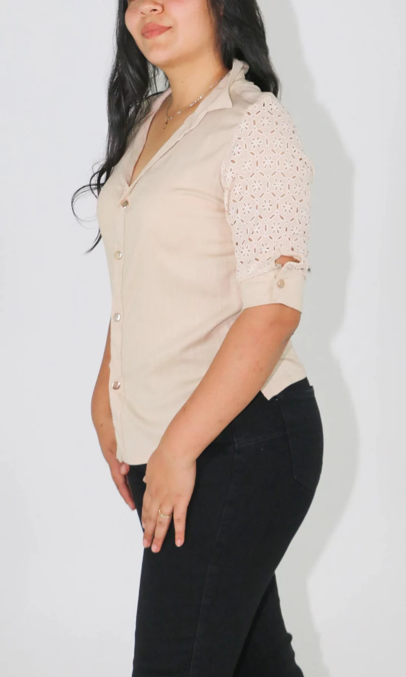 Blusa mujer manga 3/4 unicolor - Imagen 3