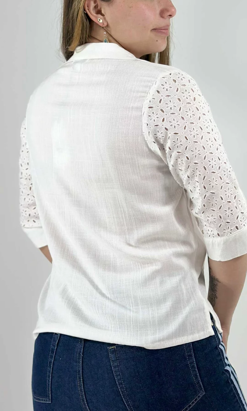 Blusa mujer manga 3/4 unicolor - Imagen 3