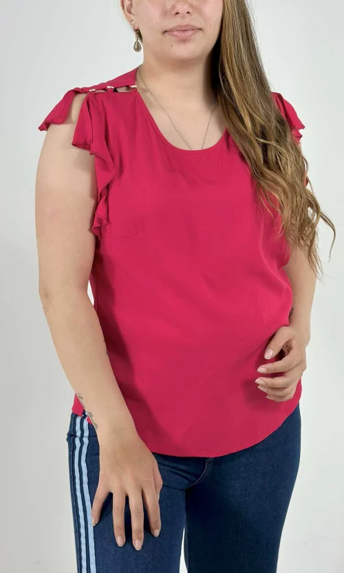 Blusa mujer manga corta unicolor