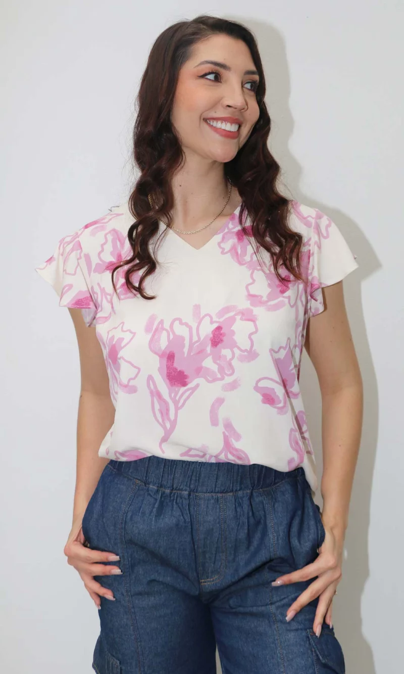 Blusa mujer manga corta estampada
