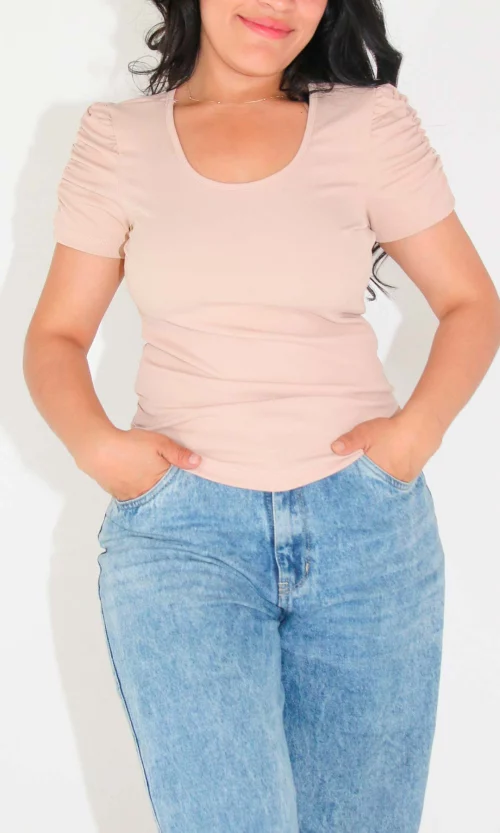 Camiseta mujer manga corta unicolor