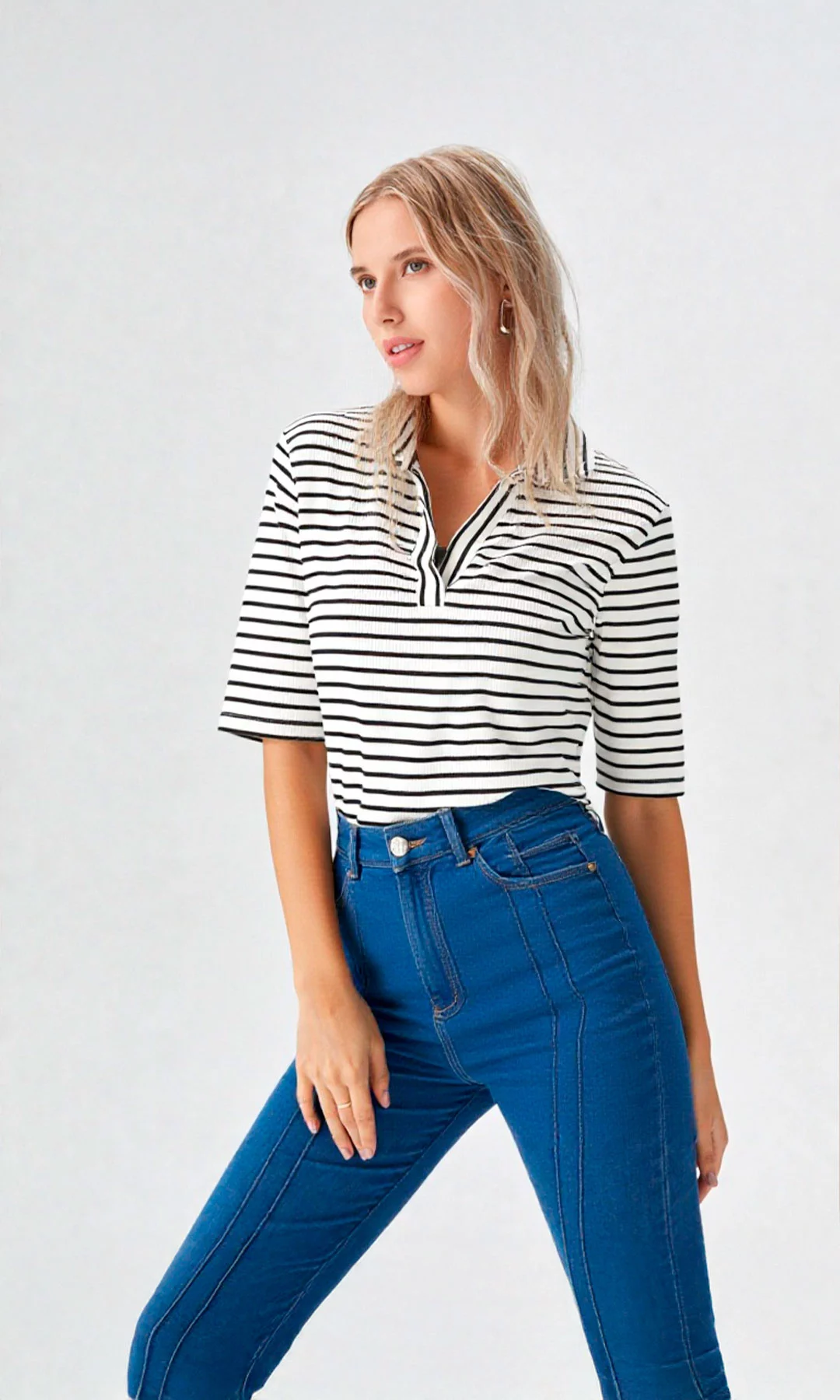 Camiseta mujer manga corta rayas