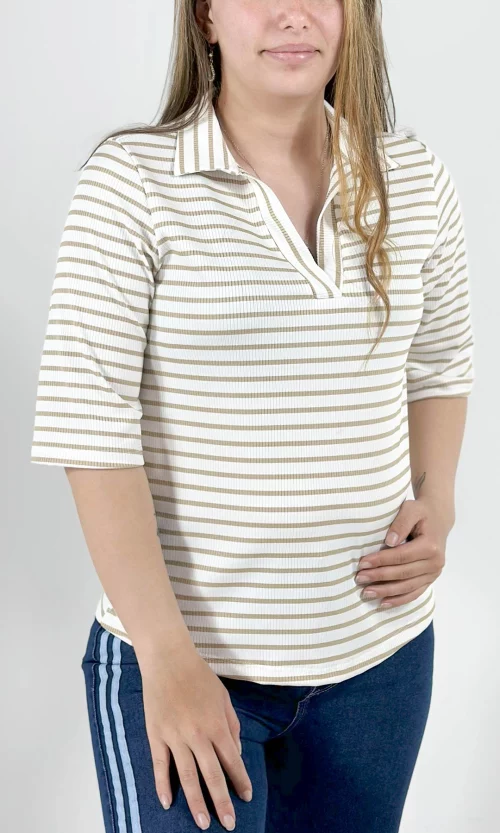 Camiseta mujer manga corta rayas