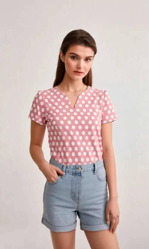 Camiseta mujer manga corta pepas