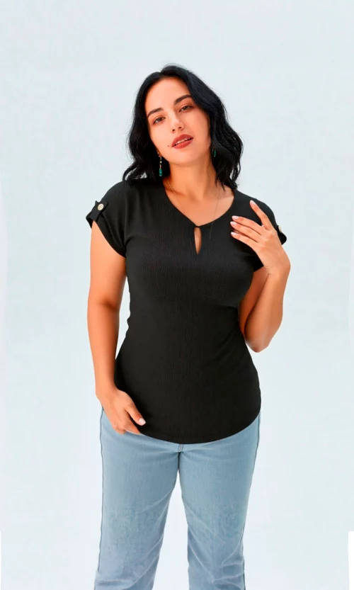 Camiseta mujer manga corta unicolor