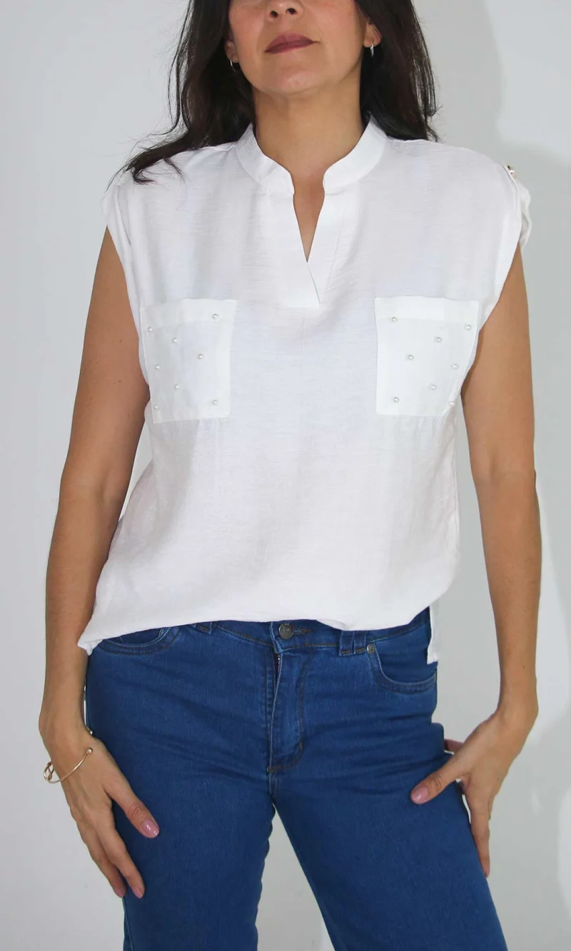 Blusa mujer manga corta unicolor - Imagen 5