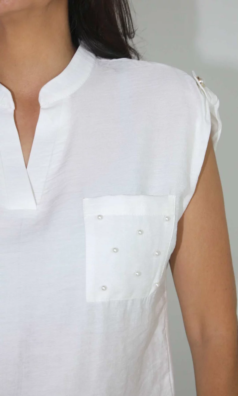 Blusa mujer manga corta unicolor - Imagen 6